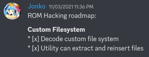 A Discord message reading Custom Filesystem
