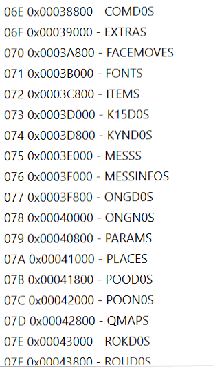 An editor with all of the files in dat.bin listed alongside their filenames