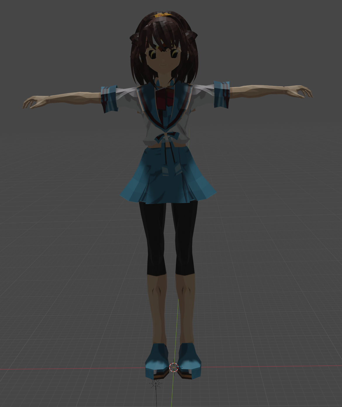 Una versione al quanto scadente di Haruhi Suzumiya importata nella finestra di Blender