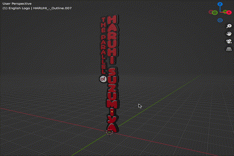 The 3D-modeled work-in-progress English logo for The Paralell of Haruhi Suzumiya.