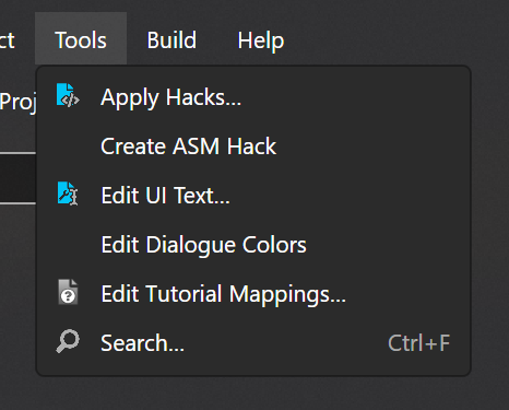 Apply Hacks menu in the tools menu